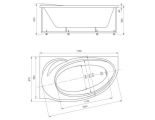Ванна 170х97 акриловая Бетта левая + каркас + сифон + экран Акватек
