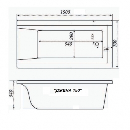 Ванна 150х70 акриловая TRITON  Джена стандарт