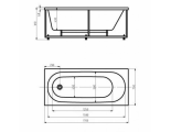 Ванна 170х70 акриловая Оберон Акватек с панелью+гидромассаж (слив слева)