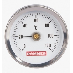 Термометр накладной Rommer 63мм, 0...120°C, класс 2, с пружиной, биметаллический