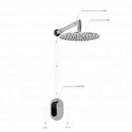 Встраиваемый комплект для душа с верхней душевой насадкой WasserKraft A12030