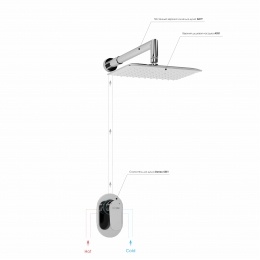 Встраиваемый комплект для душа с верхней душевой насадкой WasserKraft A12031