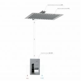 Встраиваемый комплект для душа с верхней душевой насадкой WasserKraft A12118