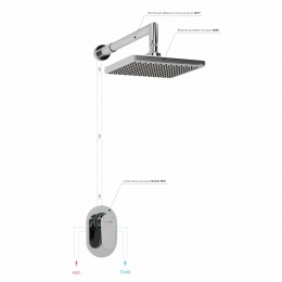 Встраиваемый комплект для душа с верхней душевой насадкой WasserKraft A12028