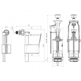 Арматура 1 кн. АНИпласт кнопка металл. бок/подв. ЭКОНОМ