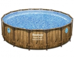 Каркасный бассейн 488 х 122 Bestway Дерево 56725, с картриджным фильтром, лестницей и тентом
