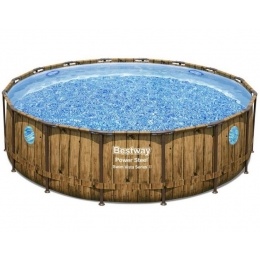 Каркасный бассейн 488 х 122 Bestway Дерево 56725, с картриджным фильтром, лестницей и тентом