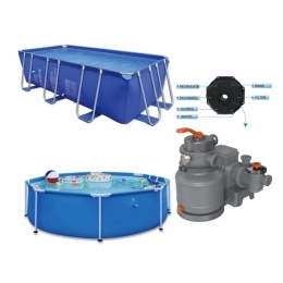 Песочный фильтр-насос 250w, 8,7/6,8 м3/ч, таймер, резервуар 12кг, фракция 0.45-0.85мм, Stermay