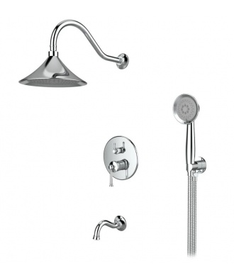 Душевая система VIEIR V273563, встраиваемая, рычажная, тропический душ, ручной душ, излив, хром