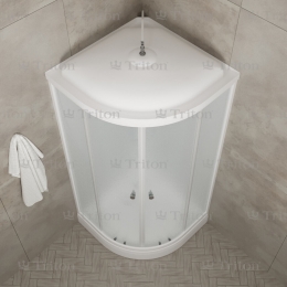 Душевая кабина Triton РИФ 80х80 А четверть круга, низкий поддон, белый, рифленое (6 мест+сифон D90)