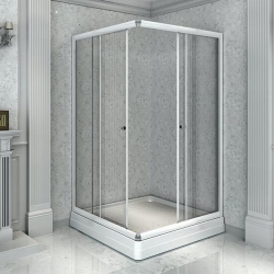 Душевой угол Дрим 90 (квадратный), стеклянные шторки (прозрачные), поддон на раме-подставке