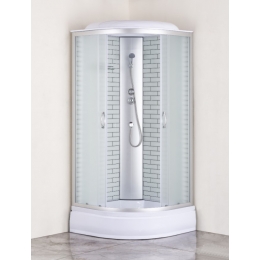 Душевая кабина Loranto 90х90х215, поддон 25 см, белый кирпичный узор, матовое стекло, профиль хром