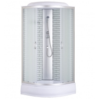 Душевая кабина Loranto 90х90х215, поддон 25 см, белый кирпичный узор, матовое стекло, профиль хром