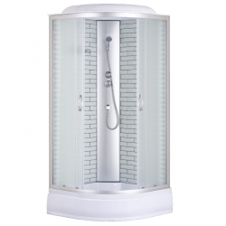 Душевая кабина Loranto 90х90х215, поддон 25 см, белый кирпичный узор, матовое стекло, профиль хром