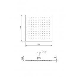 Верхний душ VIEIR VR2102-20, 1 режим, 200х200, хром