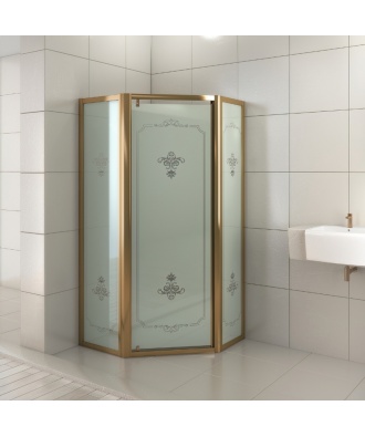 Душевое ограждение Calypso 900*900*1900 С МАТОВЫМ СТЕКЛОМ (1 подв. + 2 неподв.) БРОНЗА