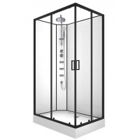 Душевая кабина Loranto Neo 120х80х205, поддон 15 см, душ, прозрачное стекло, профиль матовый черный