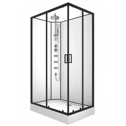 Душевая кабина Loranto Neo 120х80х205, поддон 15 см, душ, прозрачное стекло, профиль матовый черный