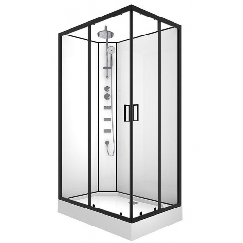 Душевая кабина Loranto Neo 120х80х205, поддон 15 см, душ, прозрачное стекло, профиль матовый черный купить в интернет магазине Санрай73
