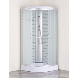 Душевая кабина Loranto 100х100х215 поддон 13 см, кирпичный узор, матовое стекло 4 мм, профиль хром