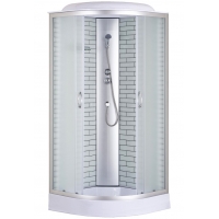 Душевая кабина Loranto 100х100х215 поддон 13 см, кирпичный узор, матовое стекло 4 мм, профиль хром