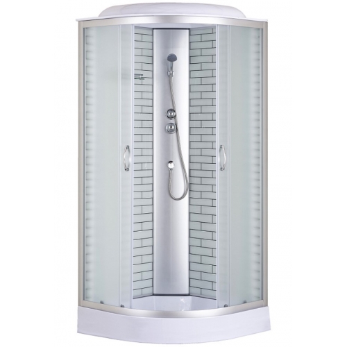 Душевая кабина Loranto 100х100х215 поддон 13 см, кирпичный узор, матовое стекло 4 мм, профиль хром купить в интернет магазине Санрай73