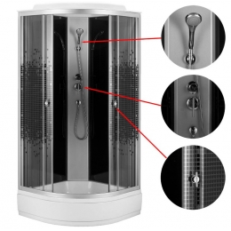 Душевая кабина Loranto 80x80x215 поддон 25 см, ручной душ, стекло мозаика, профиль матовый хром