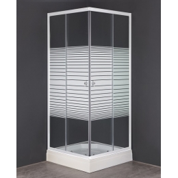 Душевой уголок Loranto 90х90х195, поддон 13 см, стекло 4мм прозрачное с узором полосы