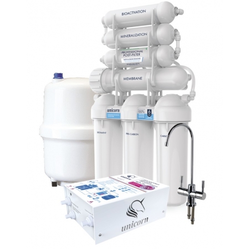 Система обратного осмоса Unicorn FRO-7NР семиступенчатая с помповым блоком и УФ-лампой купить в интернет магазине Санрай73