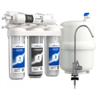 Система очистки воды обратного осмоса Аквабрайт 5 ступеней, под кухонную мойку с пластиковым баком