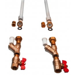 Монтажный комплект для счетчиков ГВС и ХВС с латунными кранами и фильтрами 1/2