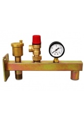 Группа безопасности 3/4" Aspipe 3bar c воздухоотводчиком, предохранительным клапаном и манометром