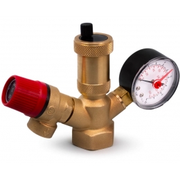 Группа безопасности 1" Aspipe 3,0 bar c воздухоотводчиком, предохранительным клапаном и манометром