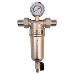Фильтр с манометром 1/2" Aspipe для горячей воды, колба латунь