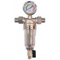Фильтр с манометром 3/4" Aspipe для холодной воды, колба поликарбонат