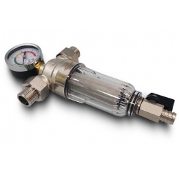 Фильтр с манометром 3/4" Aspipe для холодной воды, колба поликарбонат