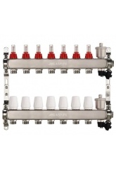 Коллекторная группа на 7 выхода 1"х3/4" Aspipe с расходомерами и воздухоотводчиком, сталь нержавею