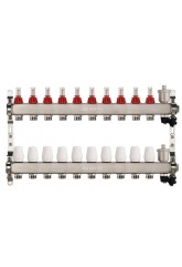 Коллекторная группа на 10 выхода 1"х3/4" Aspipe с расходомерами и воздухоотводчиком, сталь нержавею