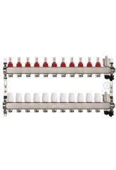 Коллекторная группа на 11 выхода 1"х3/4" Aspipe с расходомерами и воздухоотводчиком, сталь нержавею