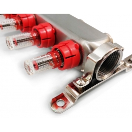 Коллекторная группа на 2 выхода 1"х3/4" Aspipe с расходомерами и воздухоотводчиком, сталь нержавею