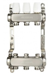 Коллекторная группа на 3 выхода 1"х3/4" Aspipe без расходомеров, сталь нержавеющая