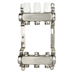 Коллекторная группа на 3 выхода 1"х3/4" Aspipe без расходомеров, сталь нержавеющая