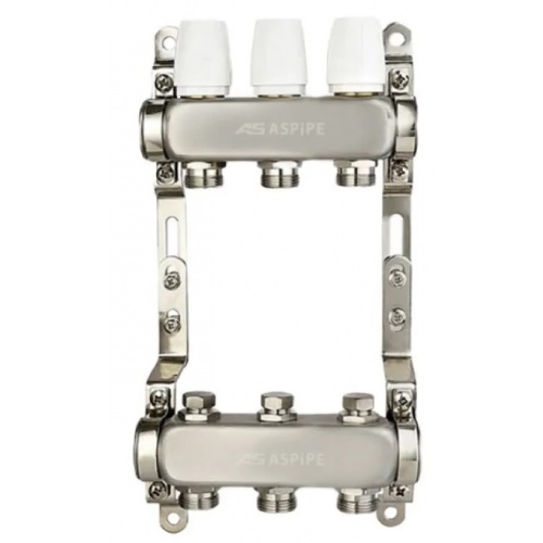 Коллекторная группа на 3 выхода 1"х3/4" Aspipe без расходомеров, сталь нержавеющая купить в интернет магазине Санрай73