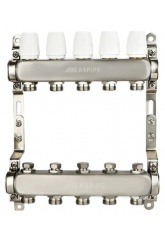 Коллекторная группа на 5 выхода 1"х3/4" Aspipe без расходомеров, сталь нержавеющая