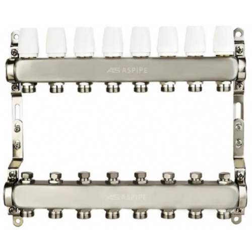 Коллекторная группа на 8 выходов 1"х3/4" Aspipe без расходомеров, сталь нержавеющая купить в интернет магазине Санрай73