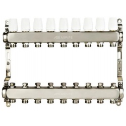 Коллекторная группа на 9 выходов 1"х3/4" Aspipe без расходомеров, сталь нержавеющая