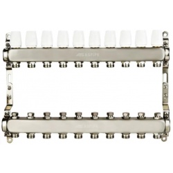 Коллекторная группа на 10 выходов 1"х3/4" Aspipe без расходомеров, сталь нержавеющая