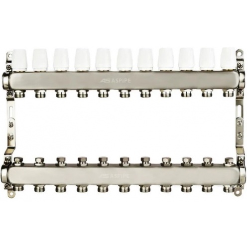 Коллекторная группа на 11 выходов 1"х3/4" Aspipe без расходомеров, сталь нержавеющая купить в интернет магазине Санрай73