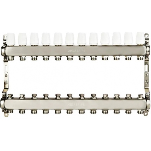 Коллекторная группа на 12 выходов 1"х3/4" Aspipe без расходомеров, сталь нержавеющая купить в интернет магазине Санрай73