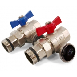 Комплект для коллектора 1" Aspipe краны шаровые с полусгоном и цифровым термометром